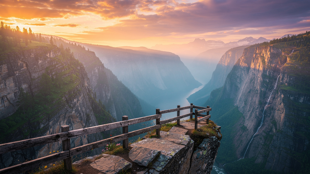 Tiger Point cliff edge with stunning sunset valley panorama