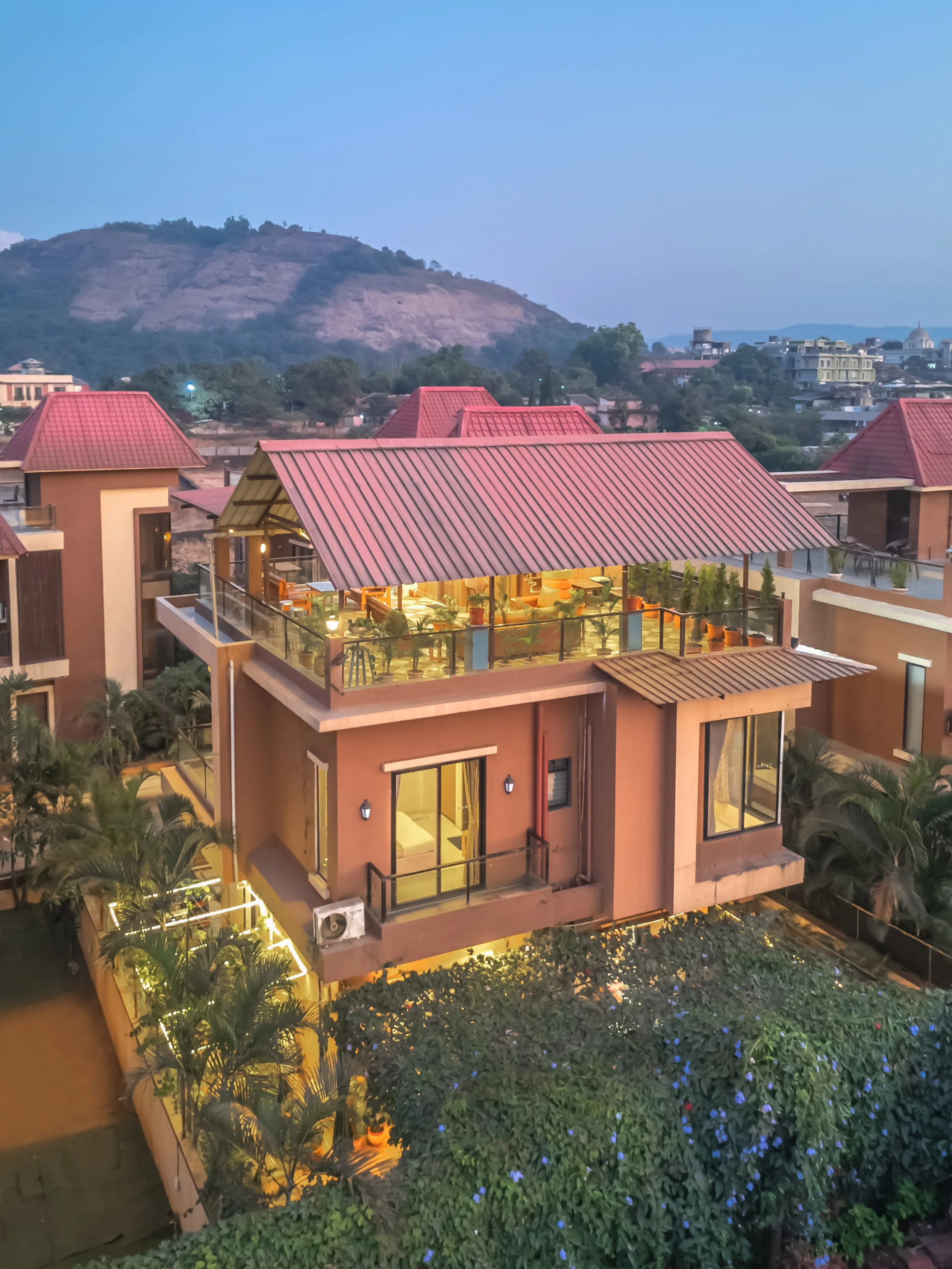 Lush green lawns at the villa